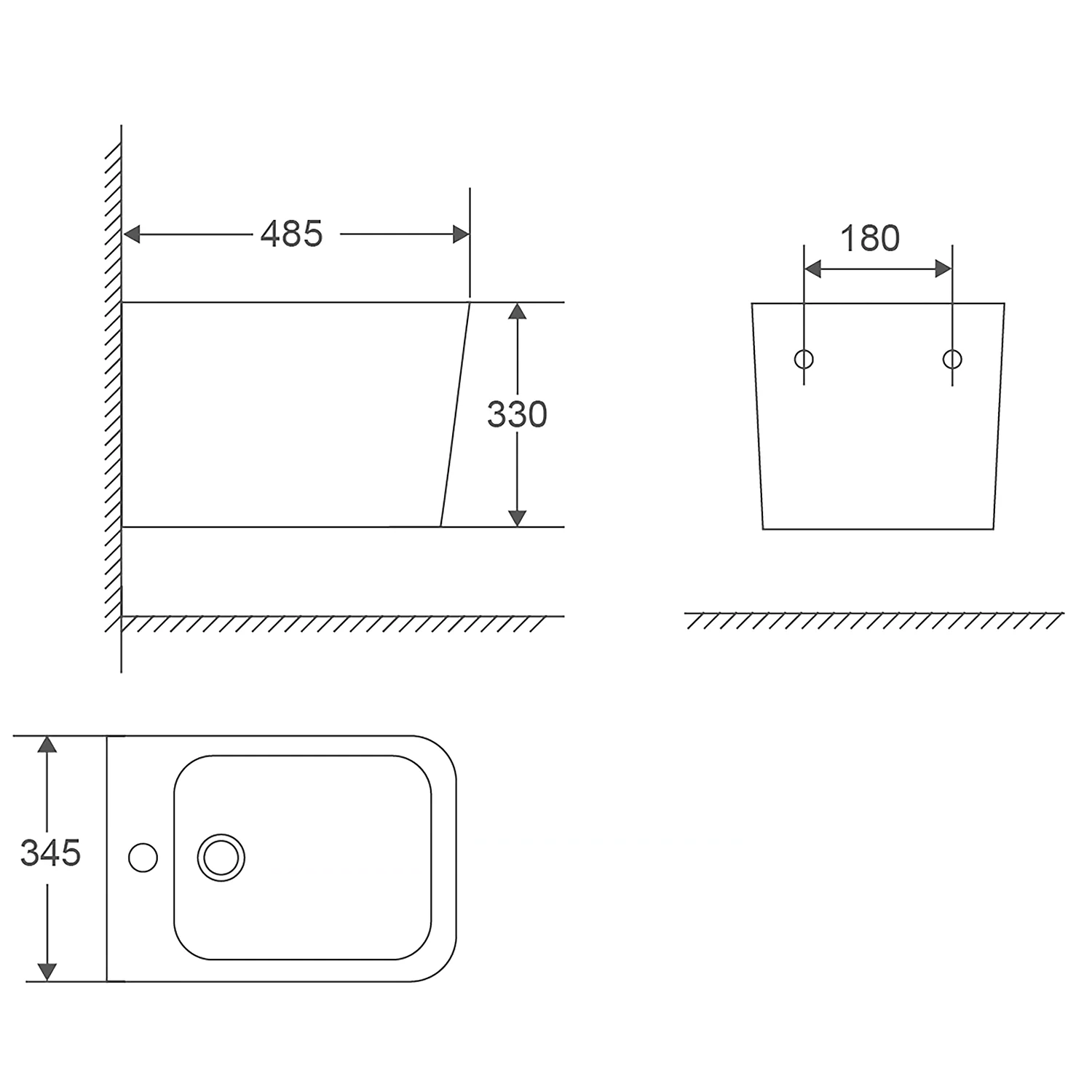 Биде подвесное Azario Teramo 345х485х330 санфаянс (AZ-0052F) — фото №9
