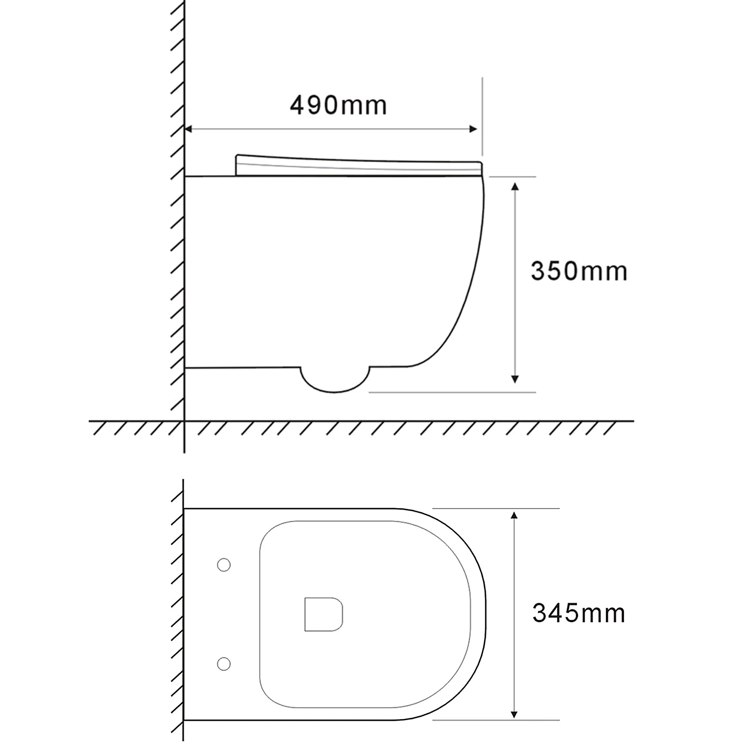 Унитаз подвесной Azario BONELLE 345х490х350 безободковый, смыв «Торнадо», с быстросъемным сиденьем микролифт (AZ-2801E) — фото №16