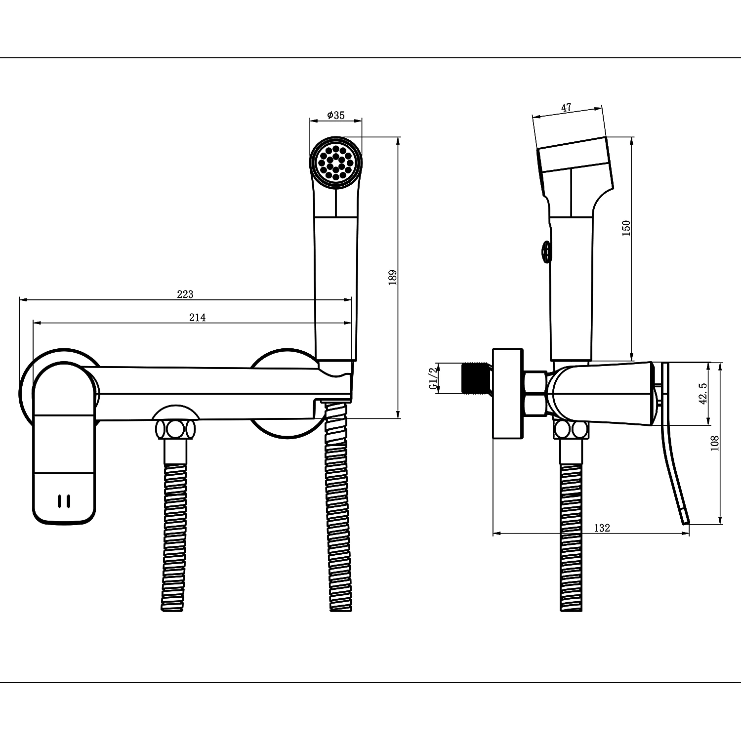 Гигиенический душ Azario Escaro со смесителем, керамический картридж, шланг 150 см, хром (AZ-K2574) — фото №5