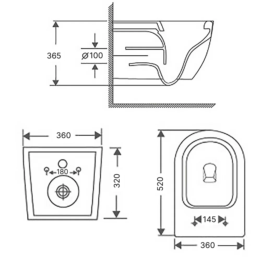 Унитаз подвесной Azario Cascad-Black 360х520х365 безободковый, система смыва «скрытое Торнадо», с быстросъемным сиденьем «Микролифт», черный матовый (AZ-2303A-MB) — фото №10