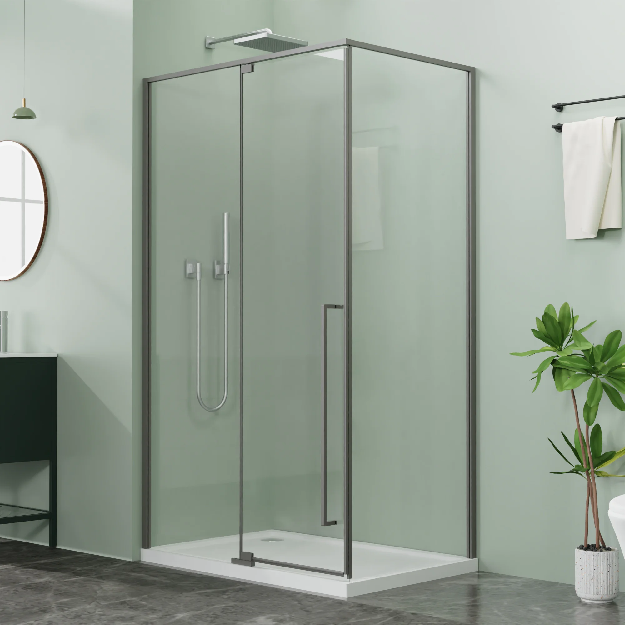 Душевое ограждение Azario MALE 1200х800х1950 прозрачное стекло 6 мм, профиль графит матовый (AZ-J50-12080-MGR-CL) — фото №2