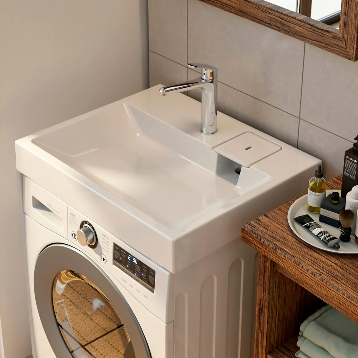 Раковина Azario SHARP NEW 600х500х90 литьевой мрамор, сифон в комплекте, белый (CS00105718) — фото №6