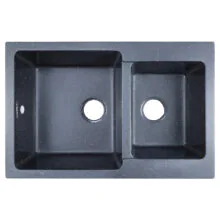 Кухонная мойка AZARIO Ostin 770×510х210 искусственный мрамор, двойная, сифон в комплекте, цвет черный (CS00105244)
