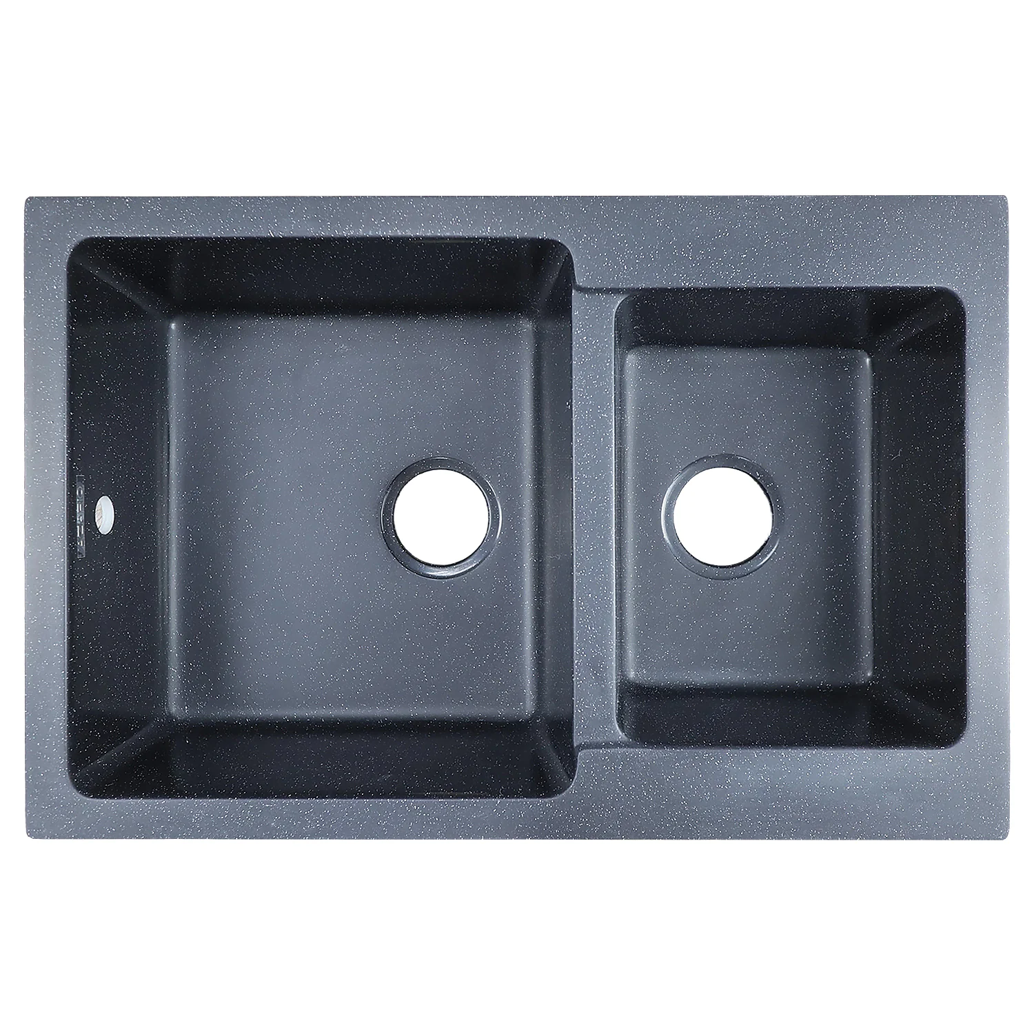 Кухонная мойка AZARIO Ostin 770×510х210 искусственный мрамор, двойная, сифон в комплекте, цвет черный (CS00105244) — фото №1