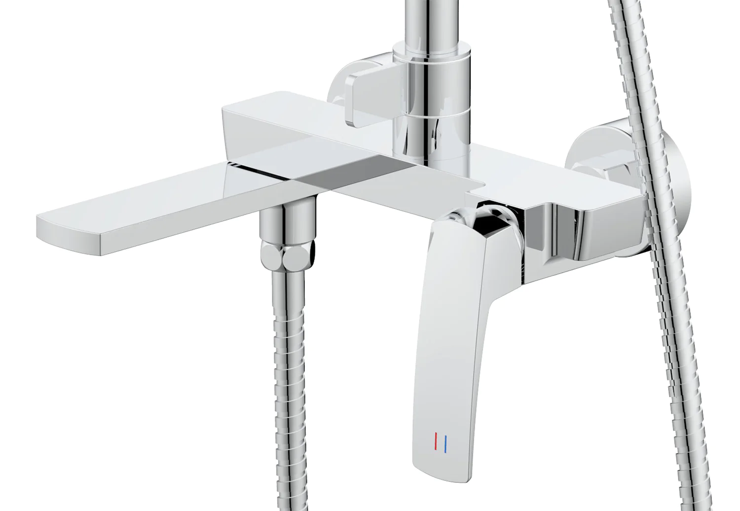 Душевая система Azario Conda с квадратным тропическим душем, керамический картридж, шланг 150 см, хром (AZ-K2411) — фото №2