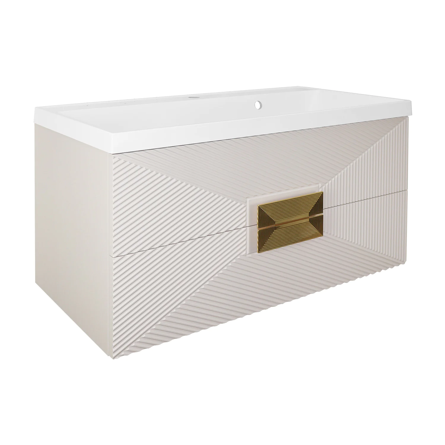 Комплект Azario ZENA Тумба 80/2 800х450х585 подвесная, с раковиной CLASSIK 80, кашемир, ручка золото (CS00097029) — фото №1