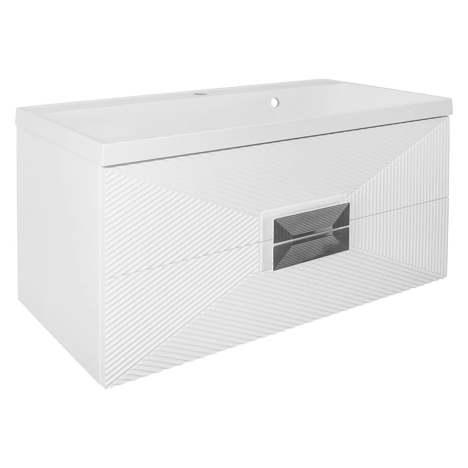 Комплект Azario ZENA Тумба 100/2 1000х450х585 подвесная, с раковиной CLASSIK 100, белый глянец, ручка хром (CS00096981) — фото №1