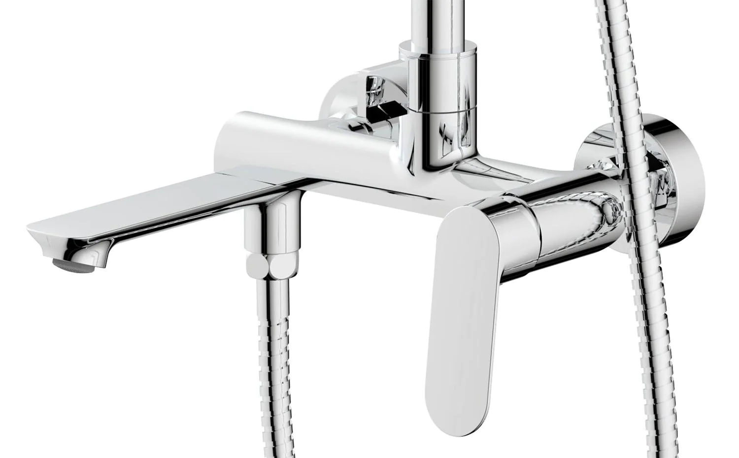 Душевая система Azario Alanti с квадратным тропическим душем, керамический картридж, шланг 150 см, хром (AZ-K2332-1) — фото №2