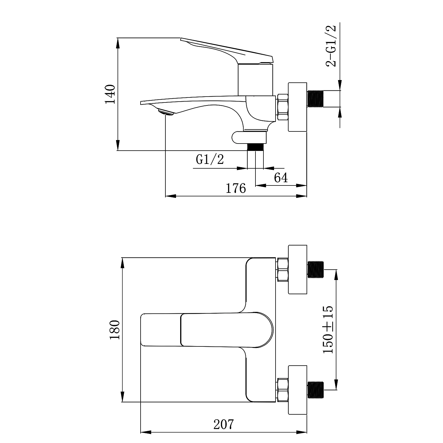 Смеситель для ванны Azario Lursy с ручным душем, керамический картридж, шланг 150 см, хром (AZ-K3049) — фото №8