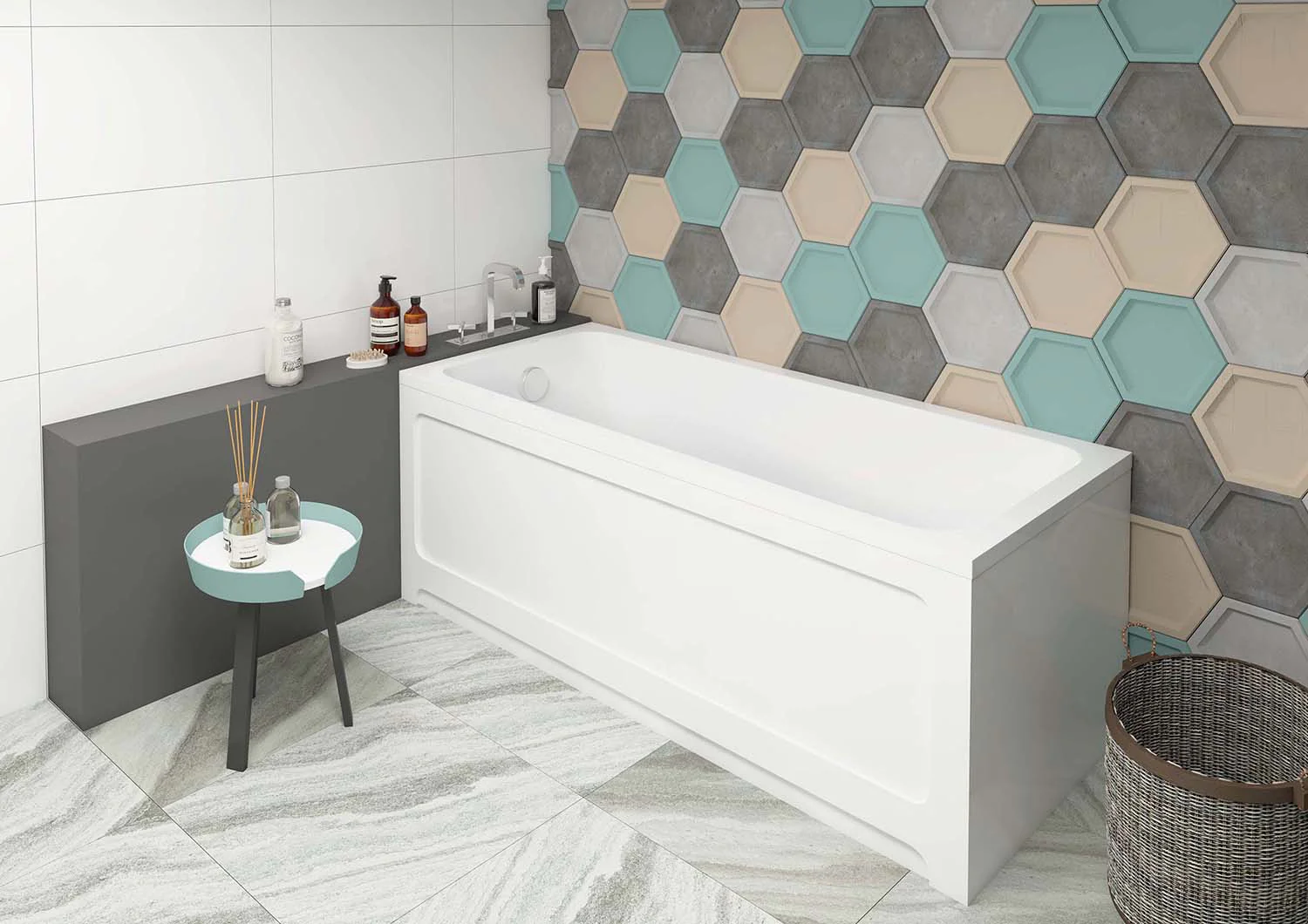 Ванна акриловая Azario BELLA 140*70 см, пристенная, прямоугольная, белый (AV.0020140) — фото №4