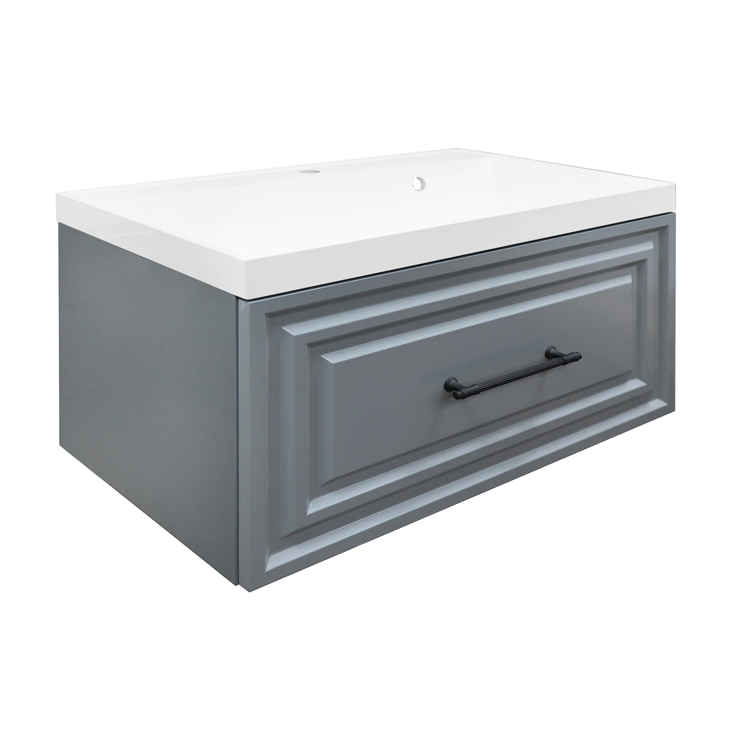 Комплект Тумба Azario LAURA 70/1 700х450х455 подвесная, с раковиной CLASSIK 70, серый матовый, фурнитура черная (CS00104008) — фото №1