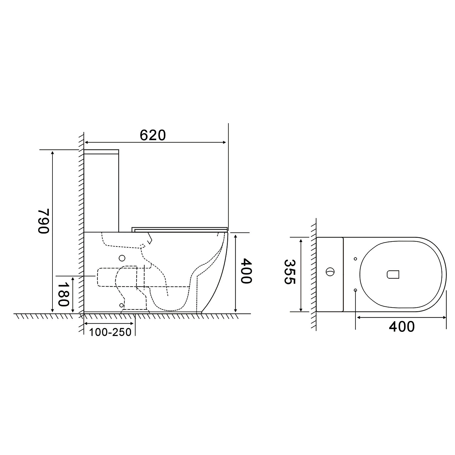 Унитаз-компакт Azario RIANO 355х620х790 напольный, безободковый, слив «Торнадо» с быстросъемным сиденьем «Микролифт» (AZ-1307A) — фото №17