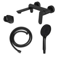 Cмеситель для ванны Azario Alanti с ручным душем, керамический картридж, шланг 150 см, черный матовый (AZ-K3032B)