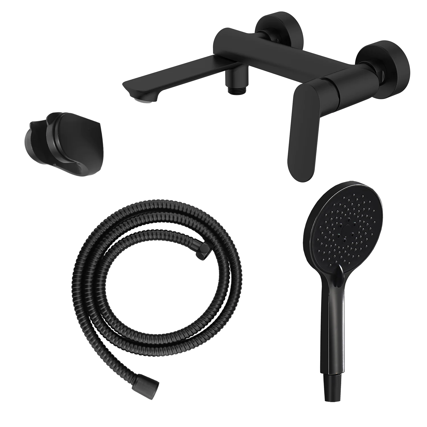 Cмеситель для ванны Azario Alanti с ручным душем, керамический картридж, шланг 150 см, черный матовый (AZ-K3032B) — фото №1