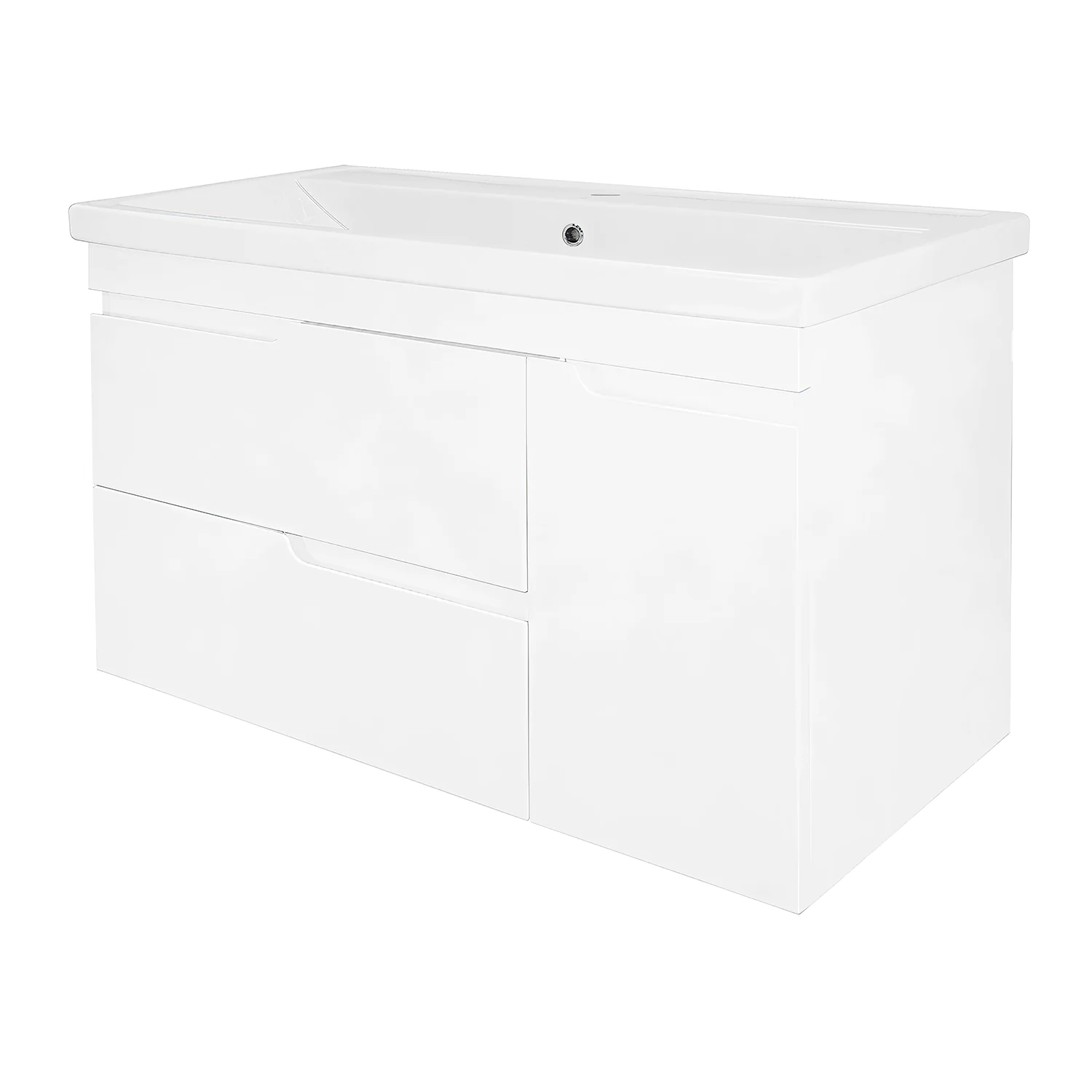 Комплект Тумба Azario KANTRI 100/2 1005х455х870 подвесная, дверь с раковиной Фостер 100, белый глянец (CS00097258) — фото №1