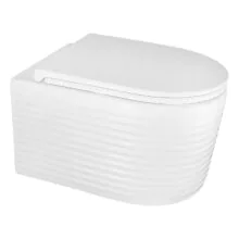 Унитаз подвесной Azario LUZIO 365х495х360 безободковый, рельефный, слив «Скрытое Торнадо», с быстросъемным сиденьем «Микролифт» (AZ-098-UQ)