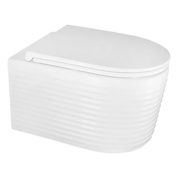 Унитаз подвесной Azario LUZIO 365х495х360 безободковый, рельефный, слив «Скрытое Торнадо», с быстросъемным сиденьем «Микролифт» (AZ-098-UQ)