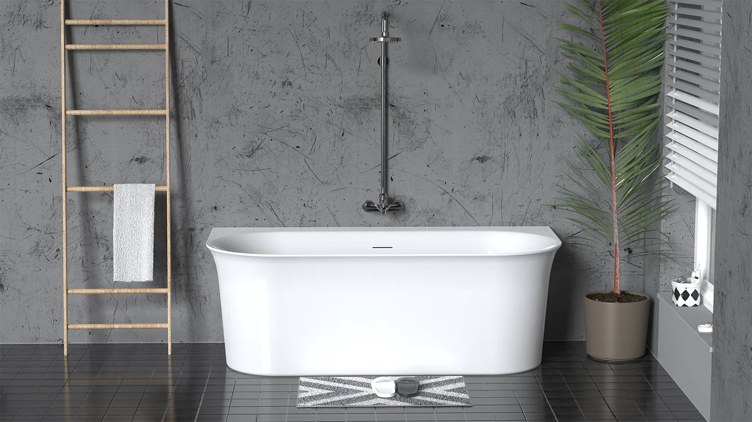 Ванна акриловая Azario Alba 1500x800x600 отдельностоящая/пристенная, в комплекте с сифоном и металлической рамой (AZ-8695-1.5) — фото №2