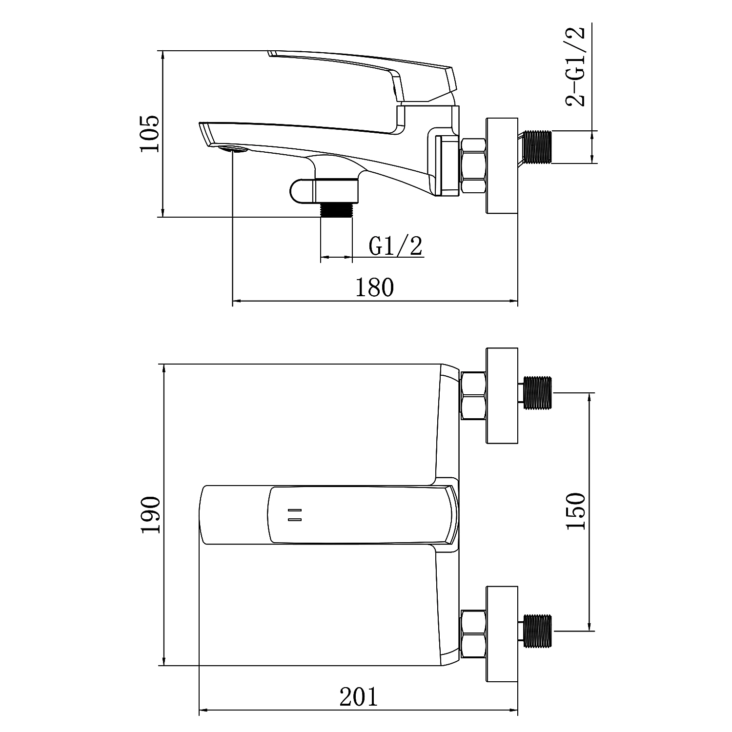 Смеситель для ванны Azario Conda с ручным душем, керамический картридж, шланг 150 см, графит (AZ-K3011GR) — фото №8