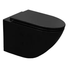 Унитаз подвесной Azario Grado 370х490х360 безободковый, слив «Скрытое Торнадо», с быстросъемным сидением микролифт, черный матовый (AZ-0046-UQ3-MB)
