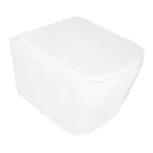 Унитаз подвесной Loranto Delphi 340х485х290 безободковый, с системой смыва «Скрытое Торнадо», в комплекте с быстросъемным сиденьем микролифт (91343)