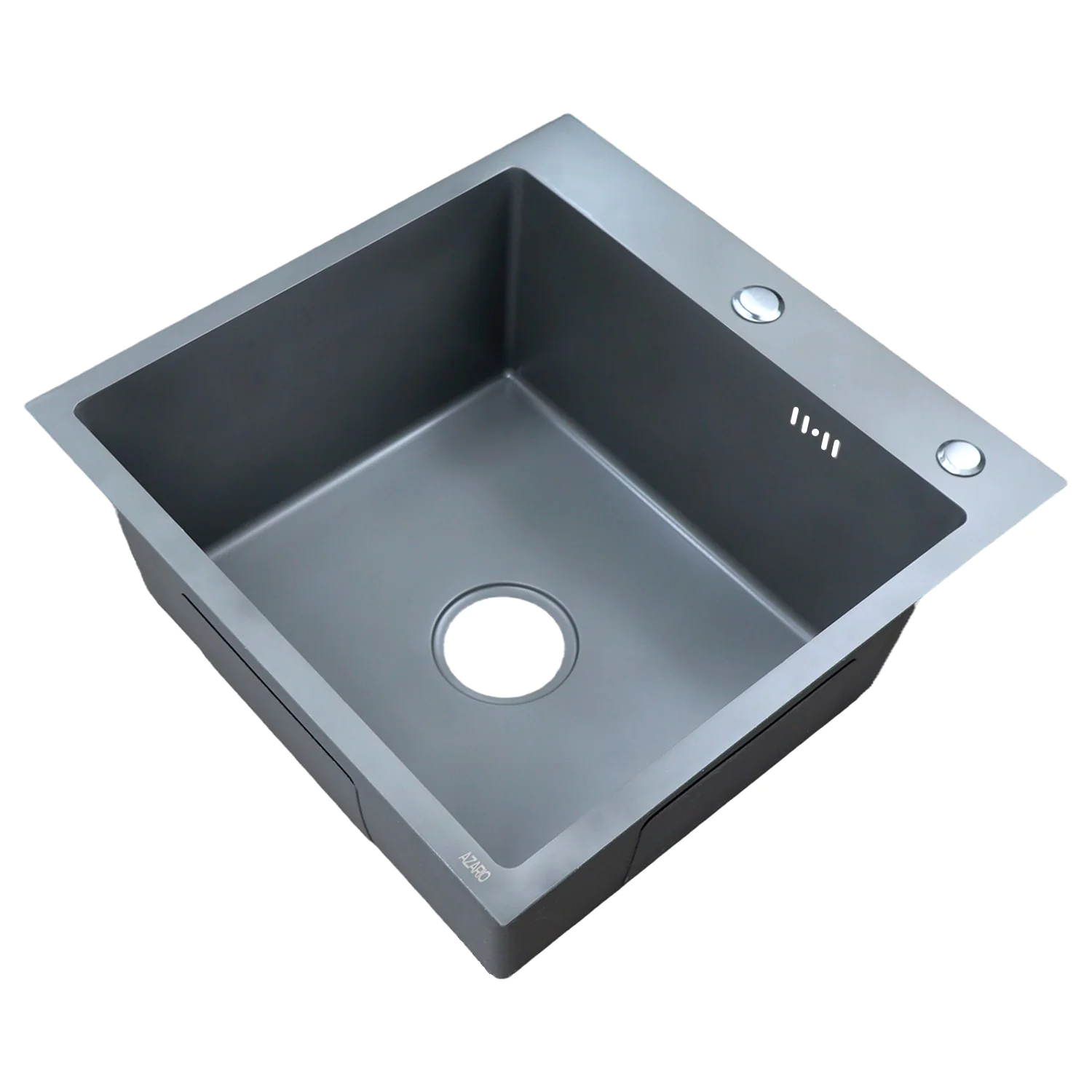 Кухонная мойка AZARIO NICOLE 500х500х220 нержавеющая сталь, в комплекте сифон, диспенсер, коландер, серая соты (AZG5050H) — фото №2
