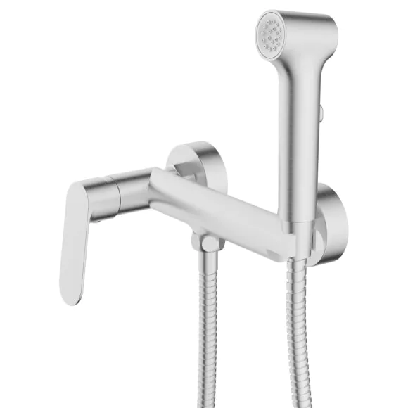 Гигиенический душ Azario Alanti со смесителем, керамический картридж, однорычажный, шланг 150 см, сатин (AZ-K2532BN)