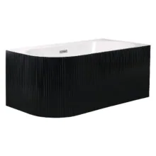 Ванна акриловая Azario LAGO BLANCO BLACK 1700х750х580 пристенная, правосторонняя, в комплекте с сифоном и металлической рамой, белый глянец/черный матовый (AZ-6724-1CRB 17075)