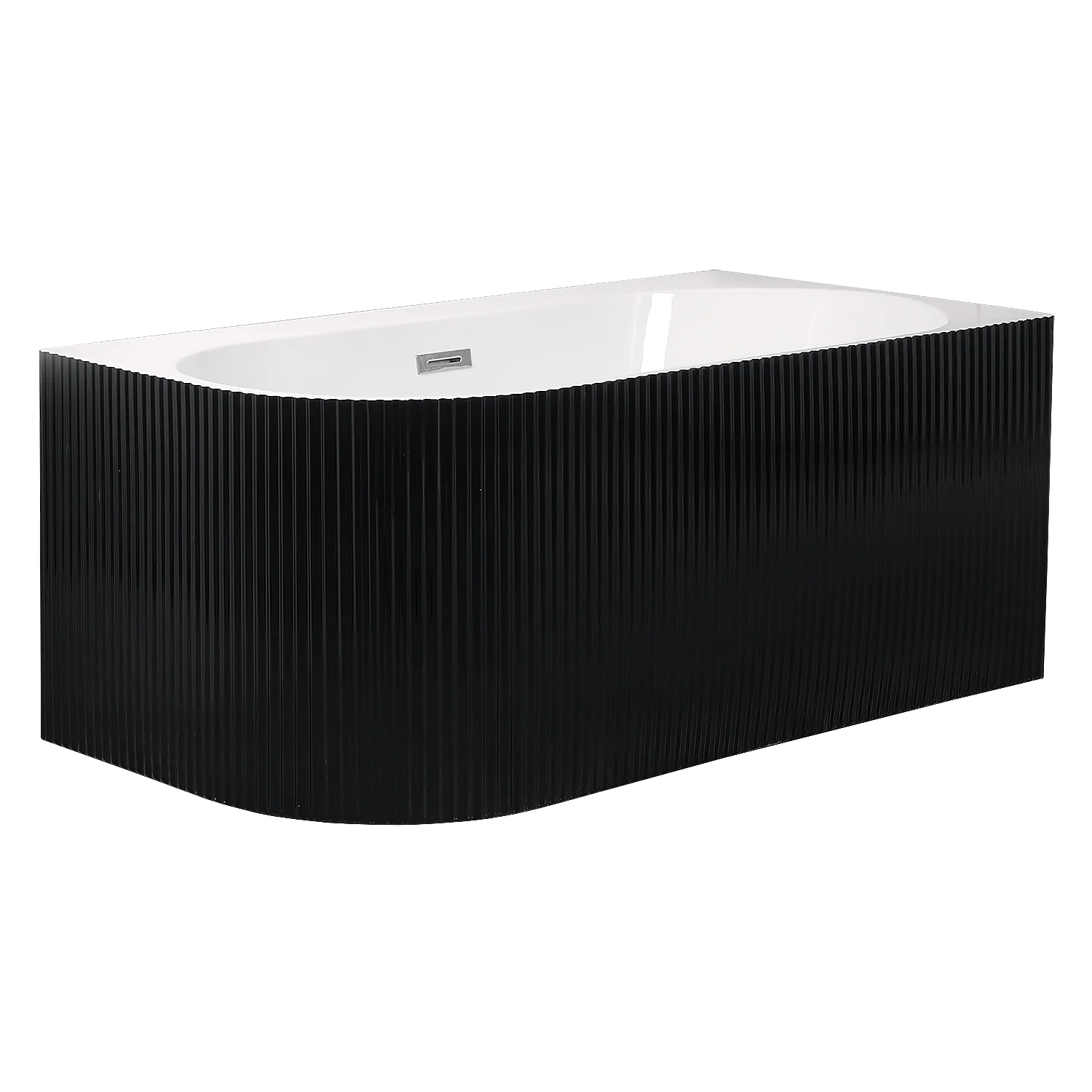 Ванна акриловая Azario LAGO BLANCO BLACK 1700х750х580 пристенная, правосторонняя, в комплекте с сифоном и металлической рамой, белый глянец/черный матовый (AZ-6724-1CRB 17075) — фото №1