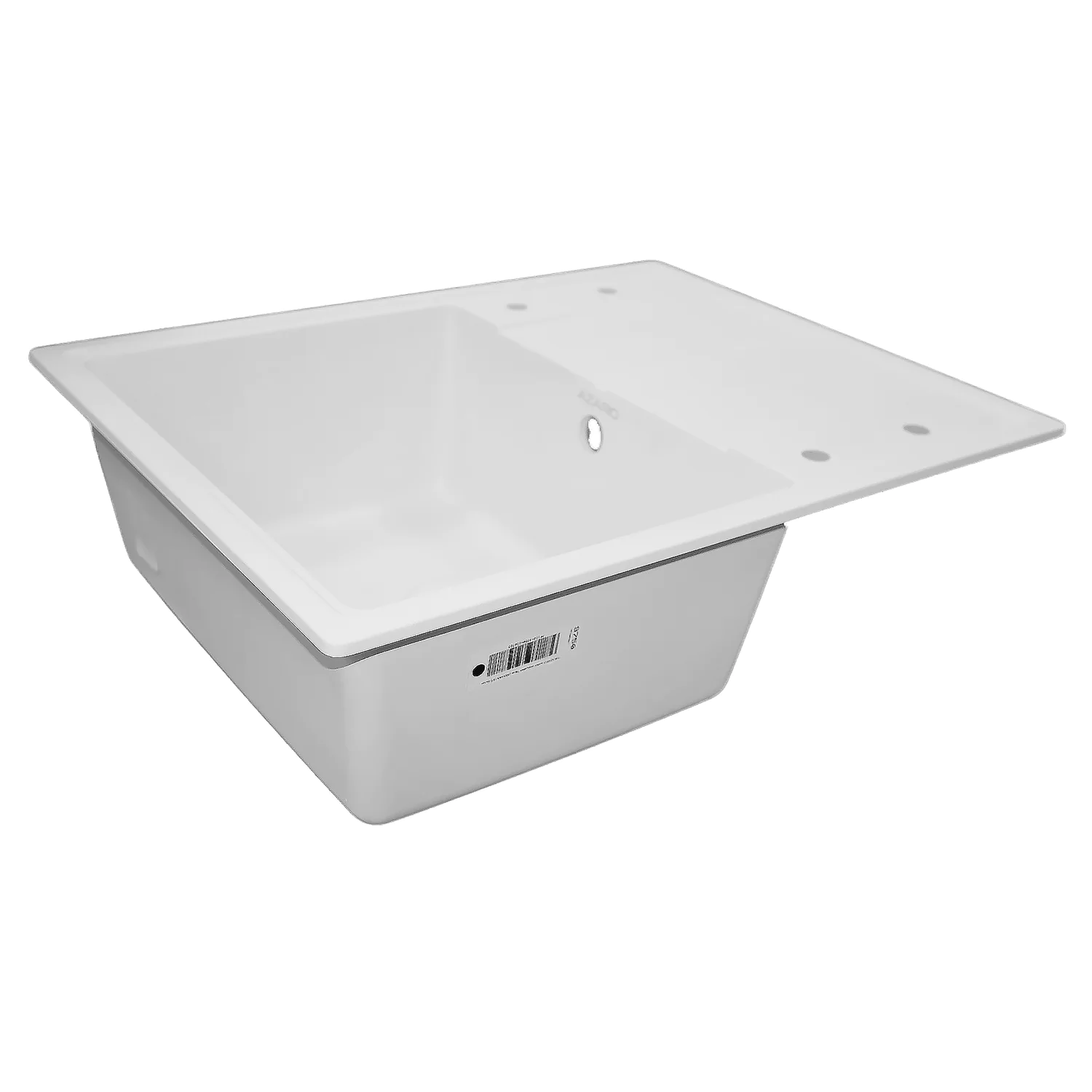 Кухонная мойка AZARIO Tavas 620х480х197 кварцевая, прямоугольная, сифон в комплекте, цвет Белый (CS00097670) — фото №2