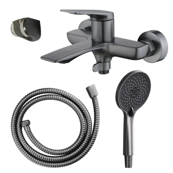 Смеситель для ванны Azario Lursy с ручным душем, керамический картридж, шланг 150 см, графит (AZ-K3049GR)