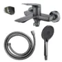 Смеситель для ванны Azario Lursy с ручным душем, керамический картридж, шланг 150 см, графит (AZ-K3049GR)