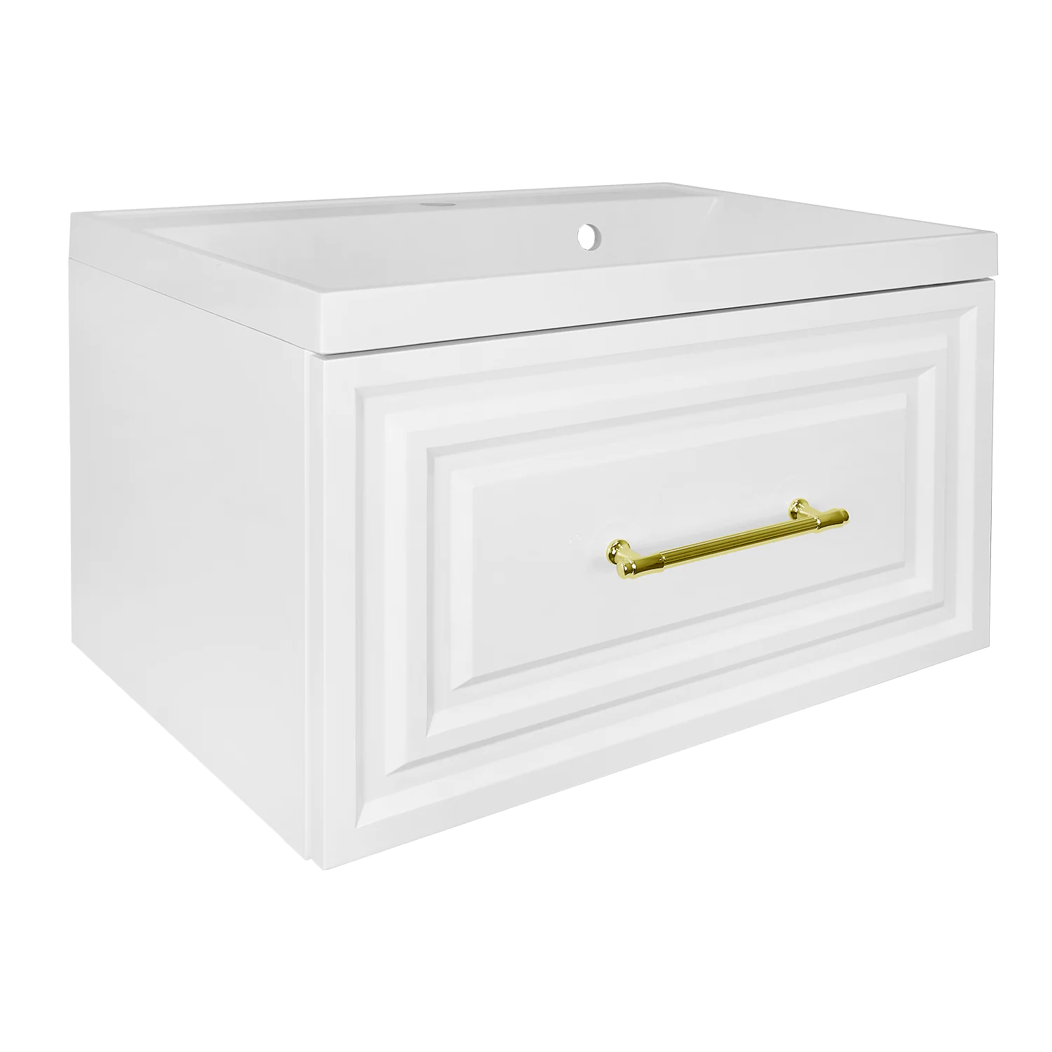 Комплект Тумба Azario LAURA 70/1 700х450х455 подвесная, с раковиной CLASSIK 70, белый глянцевый, фурнитура золото (CS00104006) — фото №1