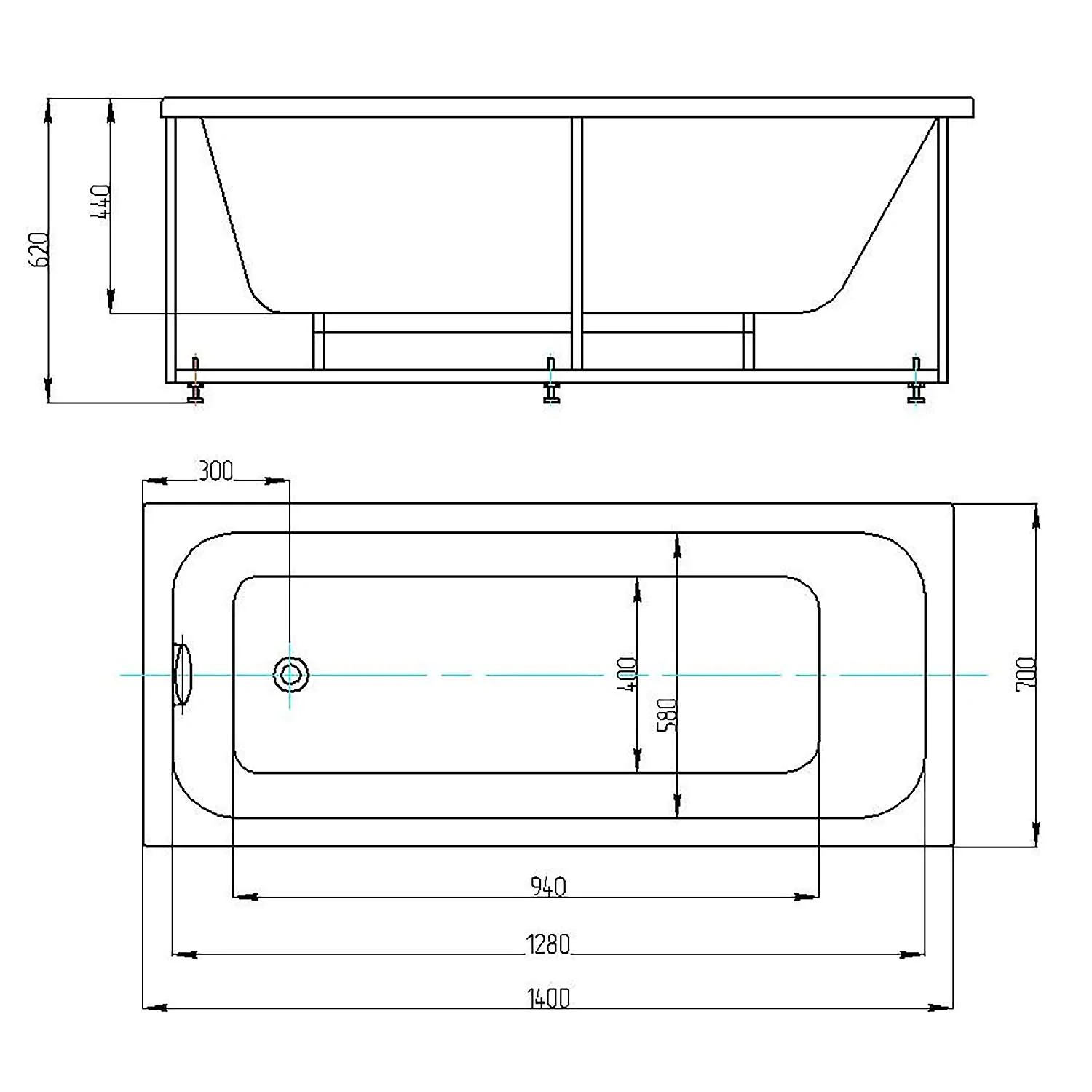 Ванна акриловая Azario BELLA 140*70 см, пристенная, прямоугольная, белый (AV.0020140) — фото №9
