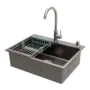 Кухонная мойка AZARIO NICOLE 500х500х220 нержавеющая сталь, в комплекте сифон, диспенсер, коландер, серая соты (AZG5050H) — фото №4
