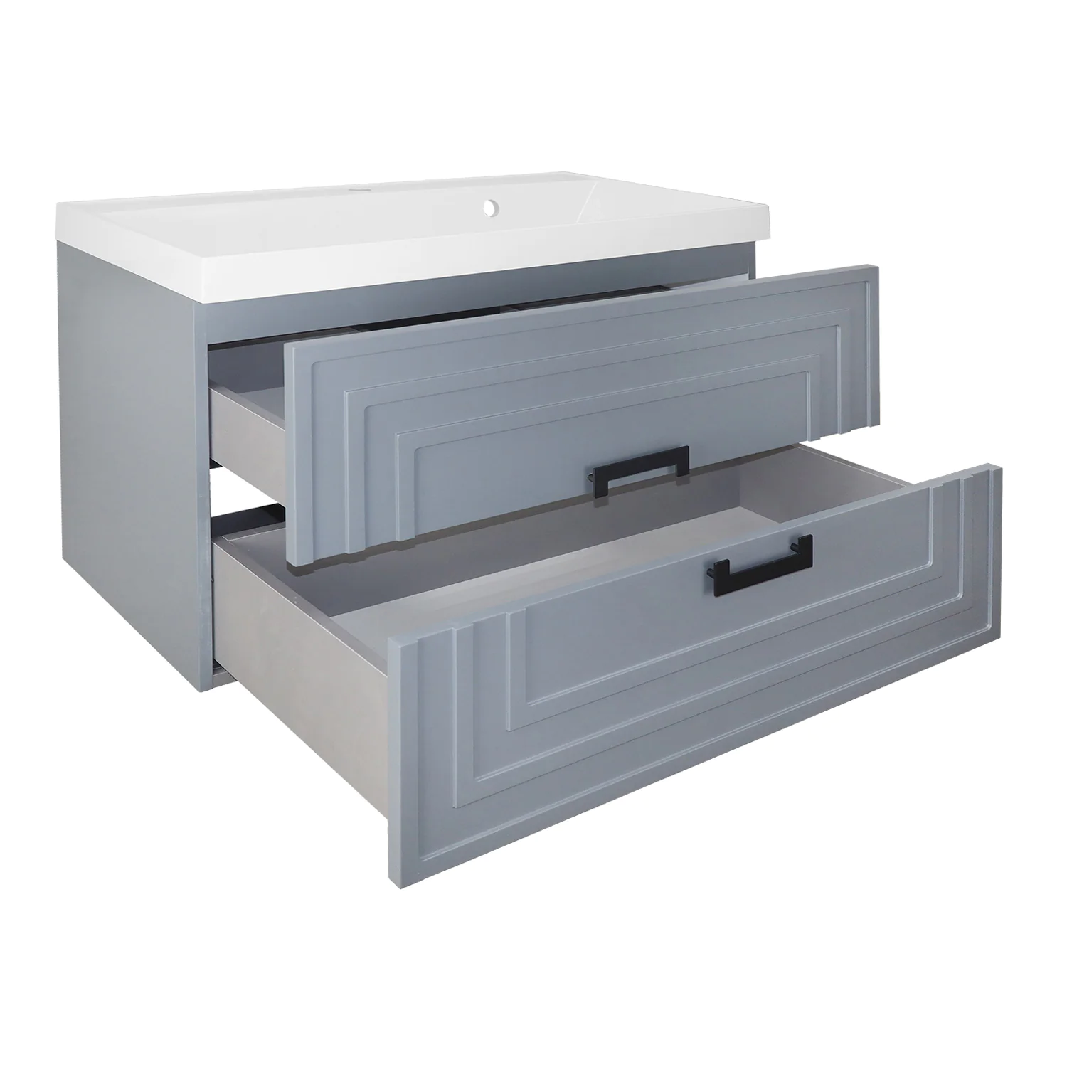 Комплект Тумба Azario ARMARIO 70/2 700х450х585 подвесная, с раковиной CLASSIK 70, серый матовый (CS00096963) — фото №2