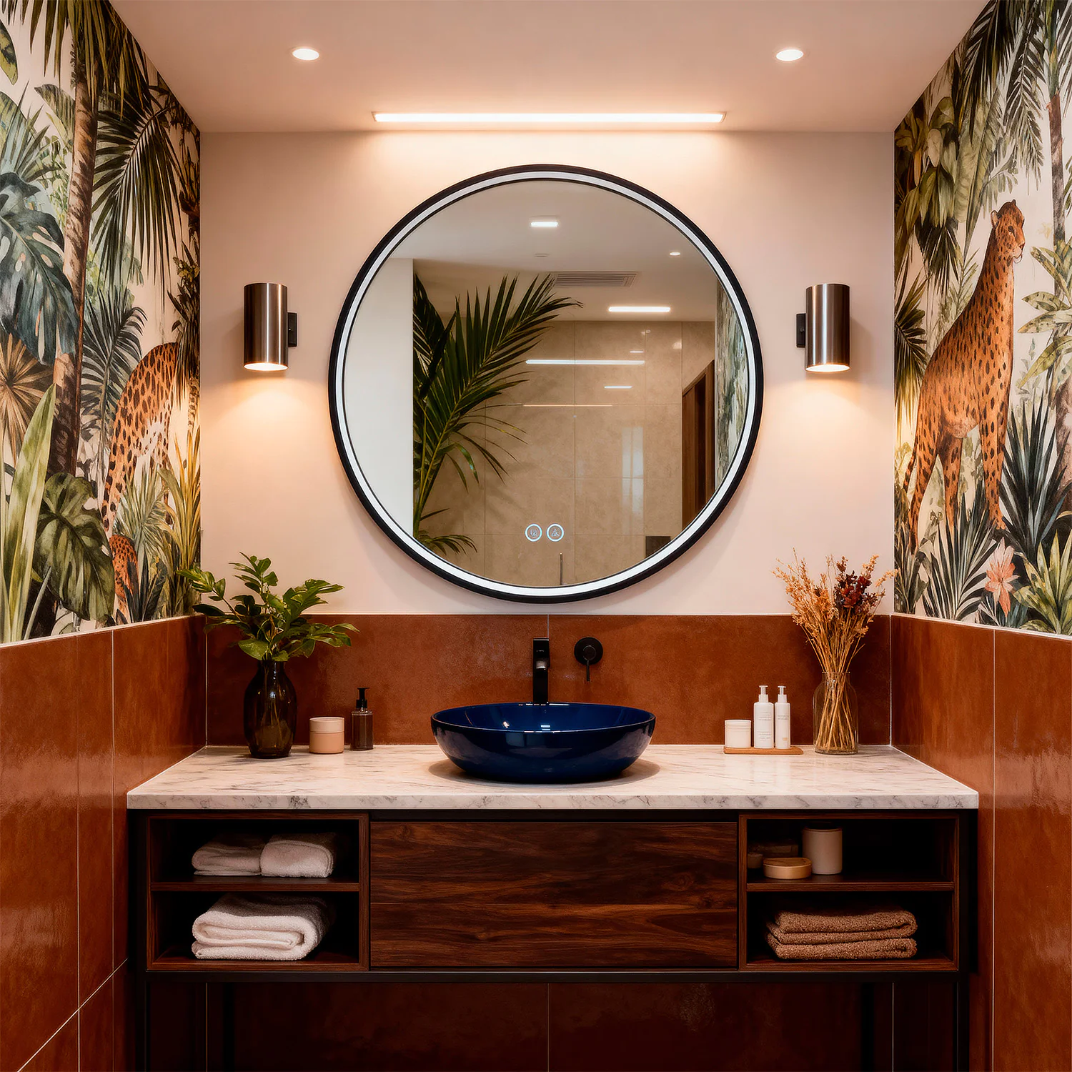 Зеркало Azario Димион D700, круглое, с подсветкой и диммером, 3 режима, сенсорный выключатель, с подогревом, черный матовый (АZ-LED010925) — фото №3