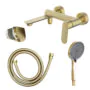 Cмеситель для ванны Azario Alanti с ручным душем, керамический картридж, шланг 150 см, золото матовое (AZ-K3032MG)