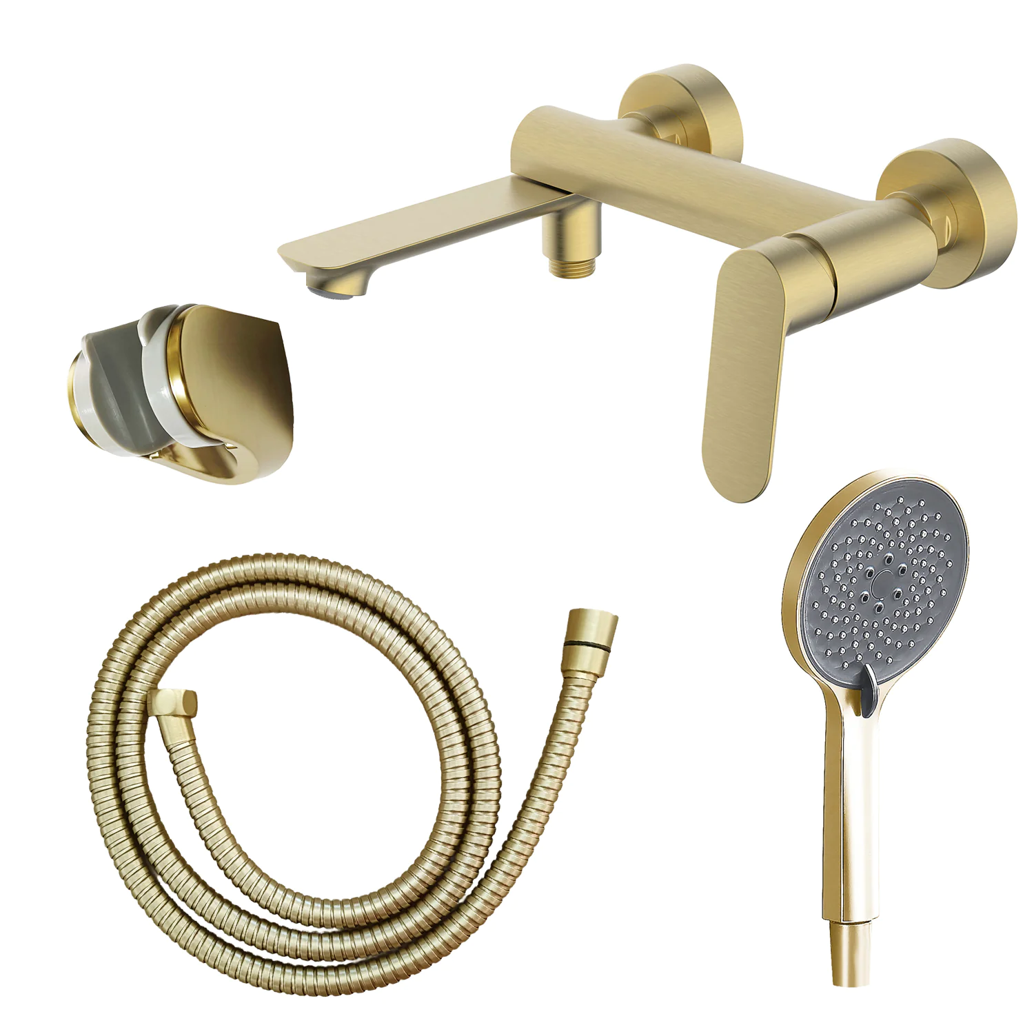 Cмеситель для ванны Azario Alanti с ручным душем, керамический картридж, шланг 150 см, золото матовое (AZ-K3032MG) — фото №1