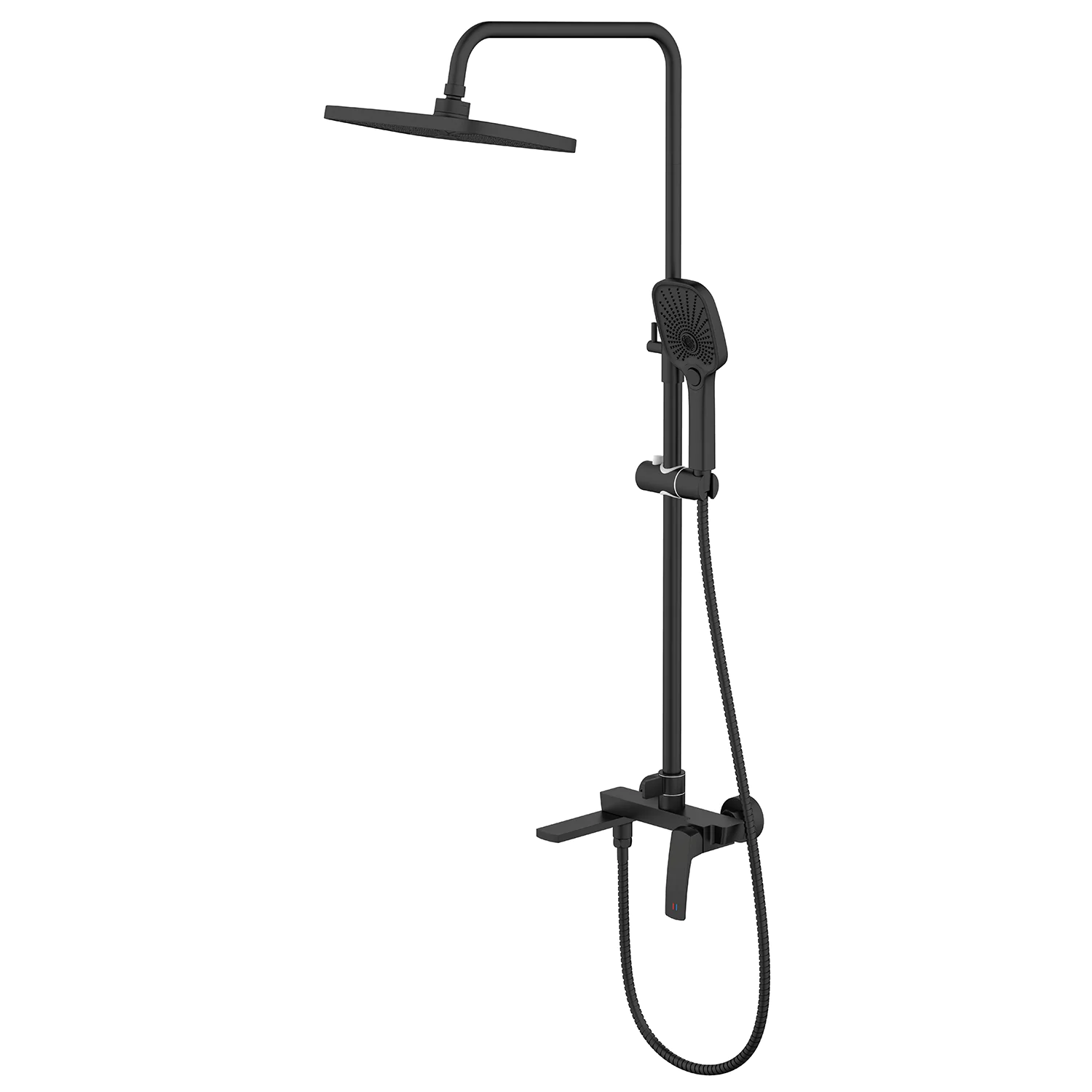 Душевая система Azario Conda с квадратным тропическим душем, керамический картридж, шланг 150 см, черный матовый (AZ-K2411B) — фото №1