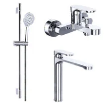 Набор смесителей 3 в 1 для ванны Azario VIANO, хром (AZ-15830501+AZ-15834551+AZ-15782010)