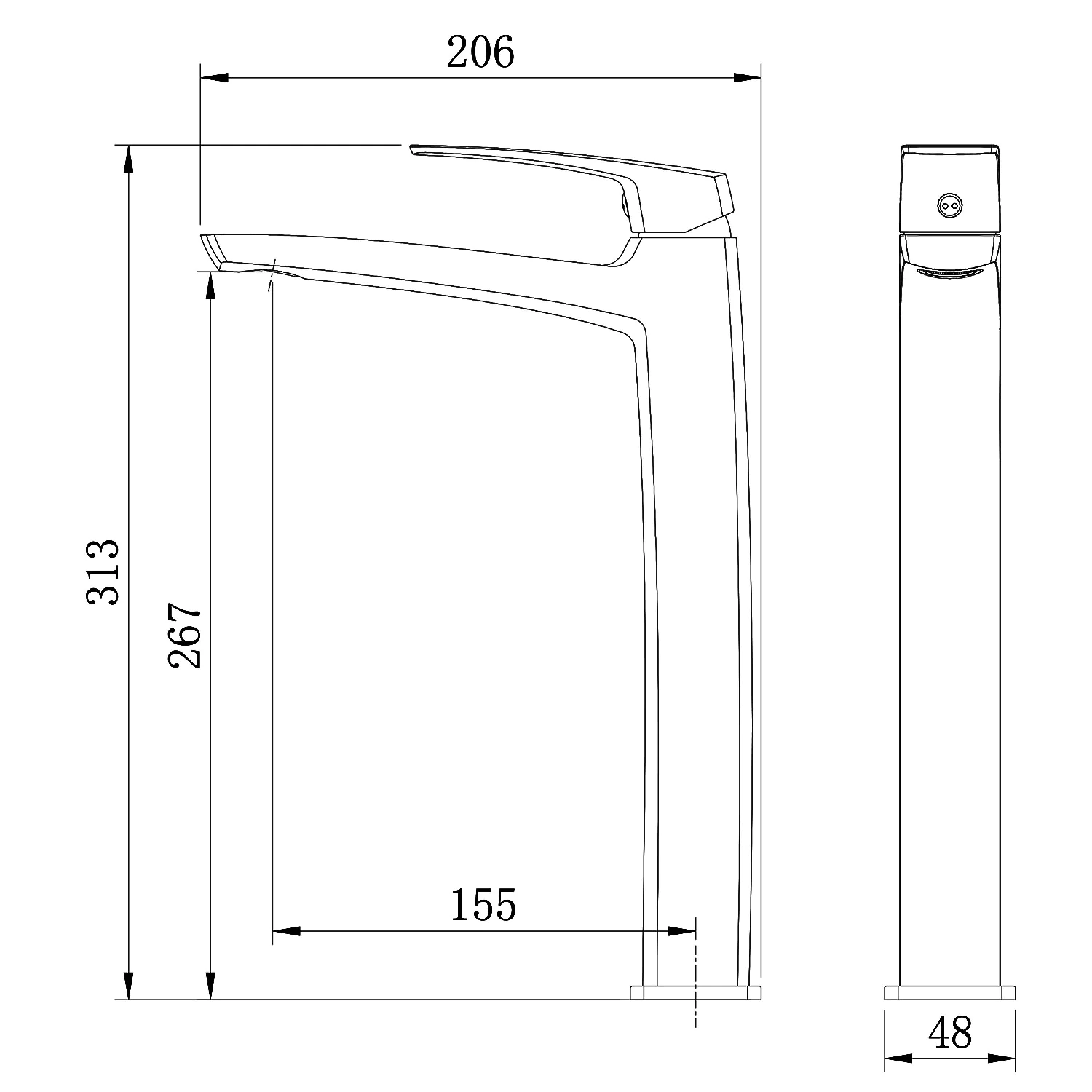 Смеситель для раковины-чаши Azario Conda высокий, керамический картридж, хром (AZ-K9011) — фото №2