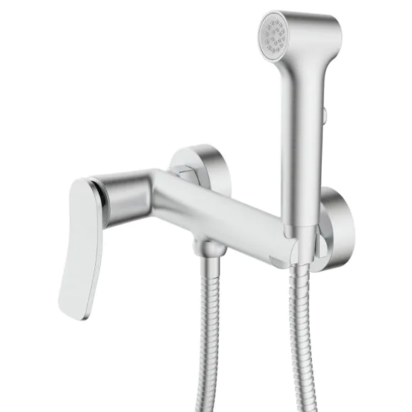 Гигиенический душ Azario Escaro со смесителем, керамический картридж, шланг 150 см, сатин (AZ-K2574BN)
