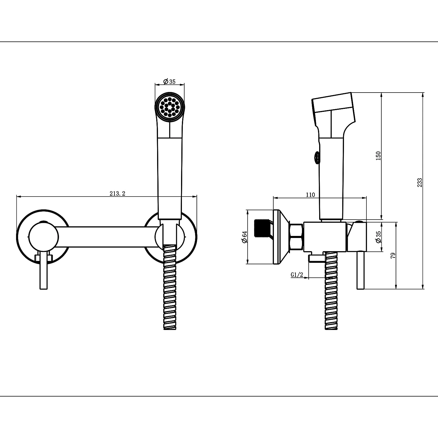 Гигиенический душ Azario Dies со смесителем, керамический картридж, шланг 150 см, сатин (AZ-KFX04BN) — фото №4