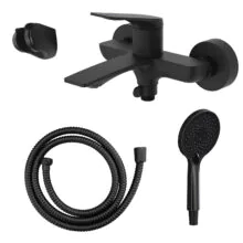 Смеситель для ванны Azario Lursy с ручным душем, керамический картридж, шланг 150 см, черный матовый (AZ-K3049B)