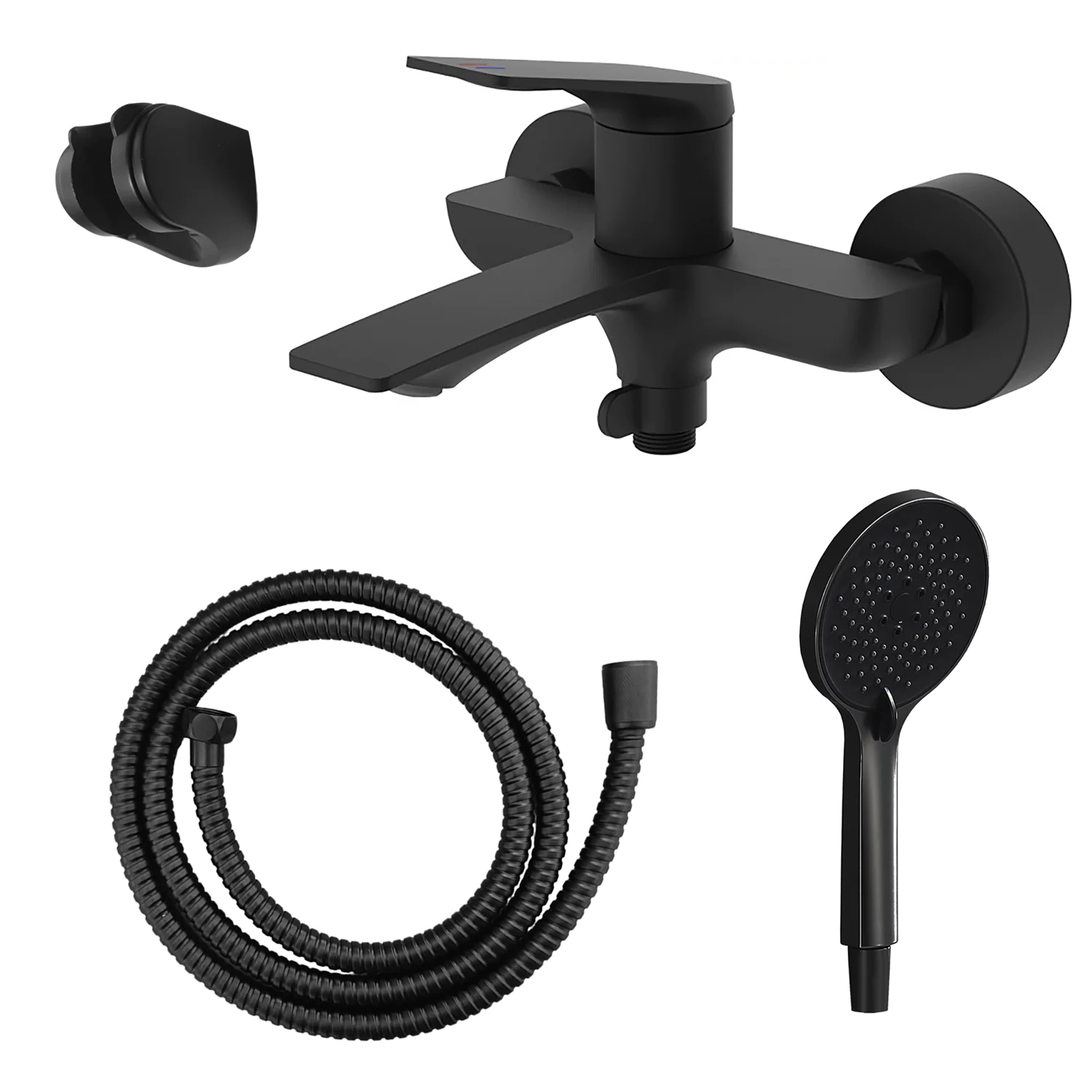 Смеситель для ванны Azario Lursy с ручным душем, керамический картридж, шланг 150 см, черный матовый (AZ-K3049B) — фото №1