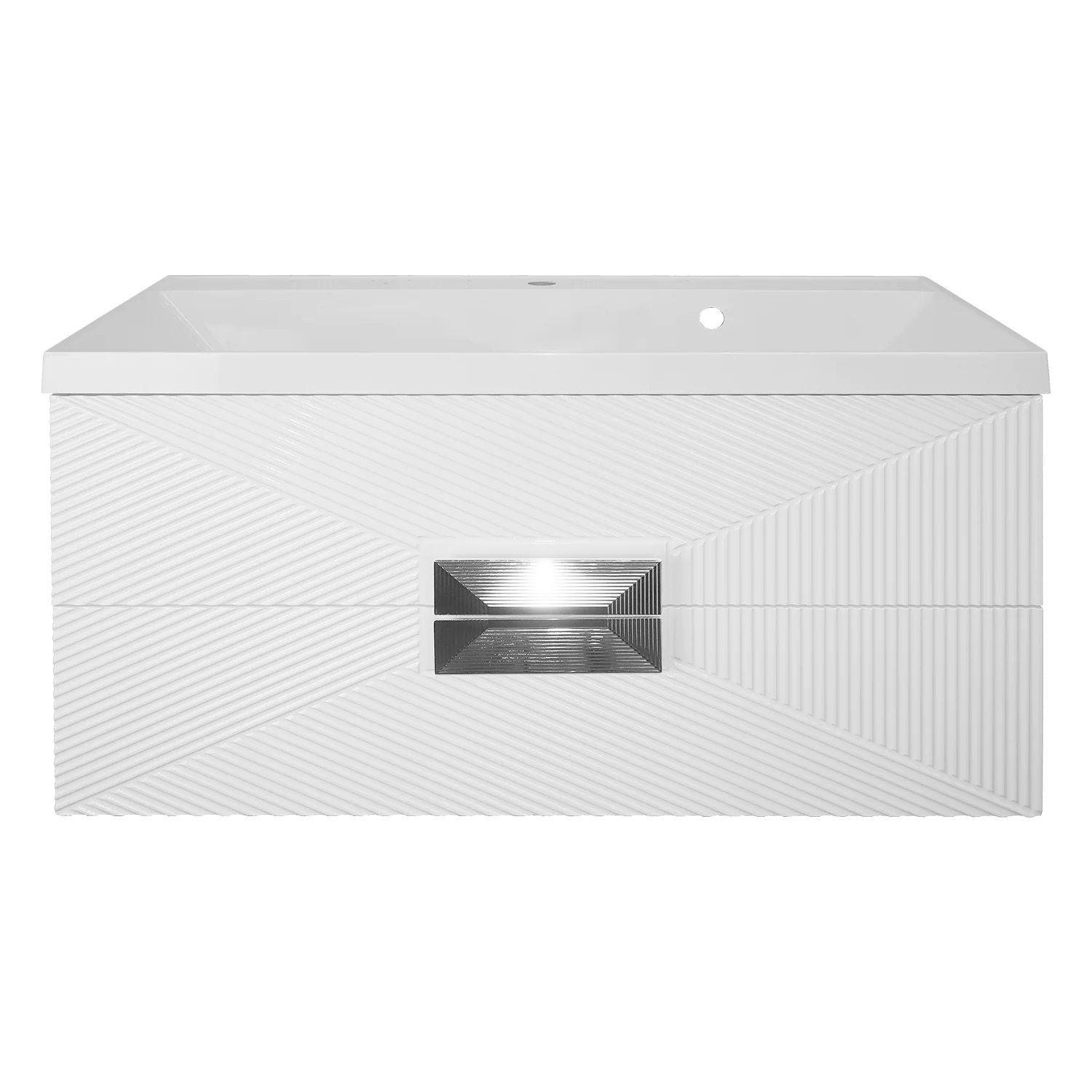 Комплект Azario ZENA Тумба 100/2 1000х450х585 подвесная, с раковиной CLASSIK 100, белый глянец, ручка хром (CS00096981) — фото №3