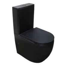 Унитаз-компакт Azario Cobalt-Black 610x360x805 напольный, безободковый, система смыва «скрытое Торнадо», с быстросъемным сиденьем «Микролифт», черный матовый (AZ-6089A-MB)