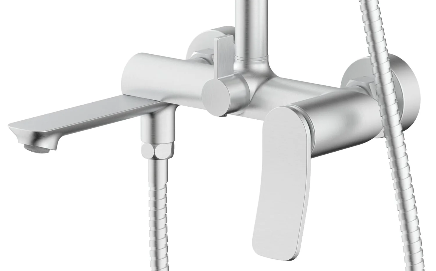 Душевая система Azario Escaro с квадратным тропическим душем, керамический картридж, шланг 150 см, сатин (AZ-K2374BN) — фото №2