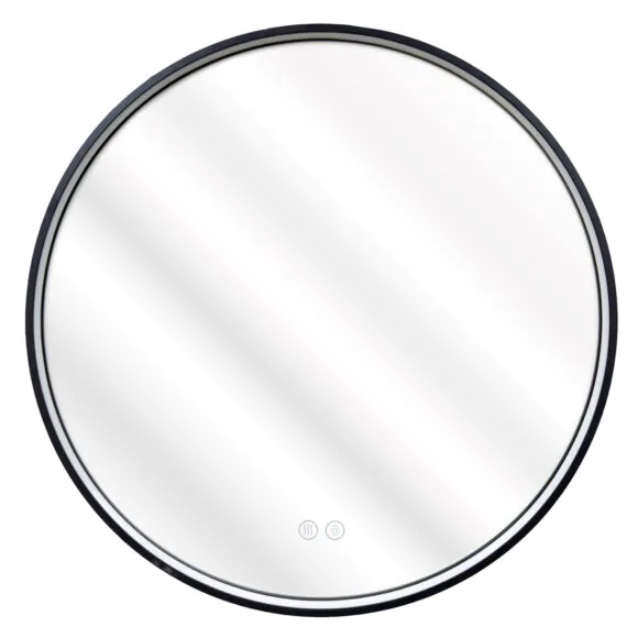 Зеркало Azario Димион D600, круглое, с подсветкой и диммером, 3 режима, сенсорный выключатель, с подогревом, черный матовый (АZ-LED010625)